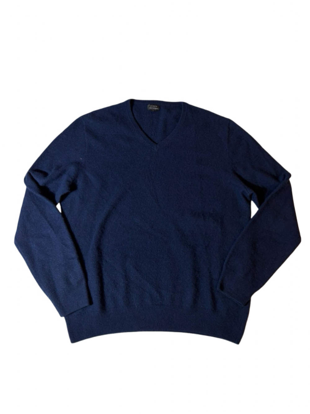 J.Crew 100% Cashmere Sweater Men’s XL Navy Blue V-Neck Quiet Luxury